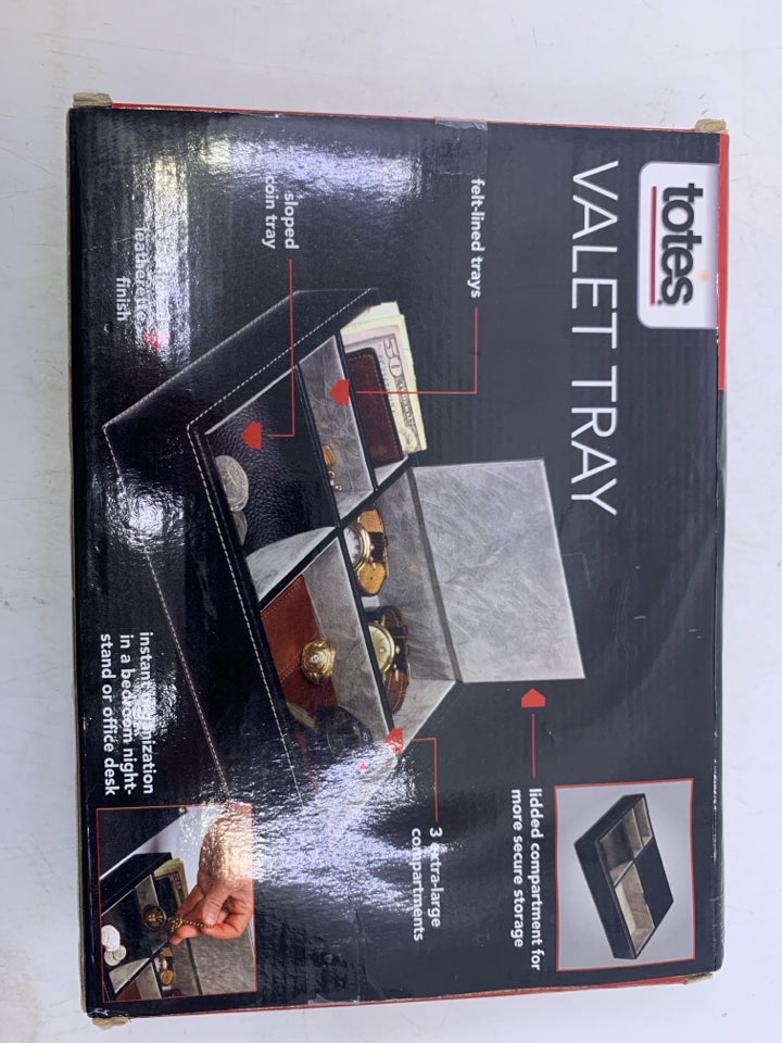 NIB BLACK LEATHER VALET TRAY.