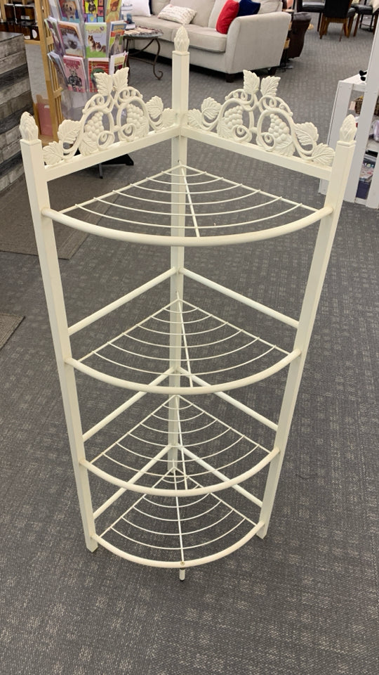 4 TIER CREAM METAL CORNER SHELF.