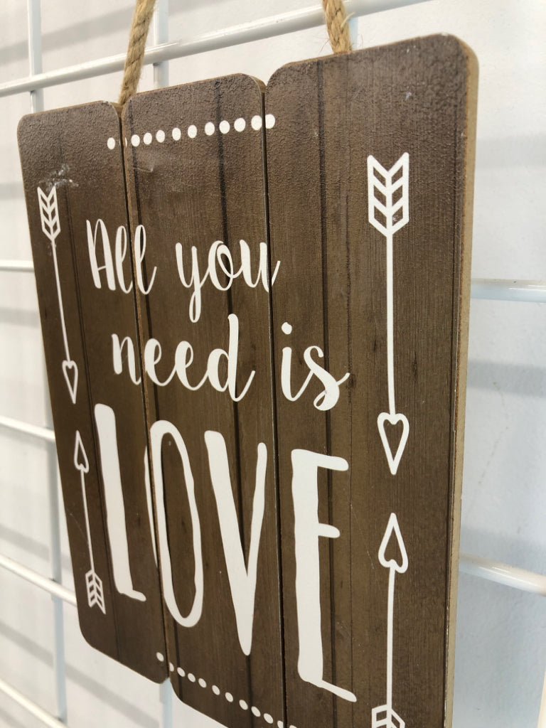 ALL YOU NEED IS LOVE WOOD WALL HANGING.