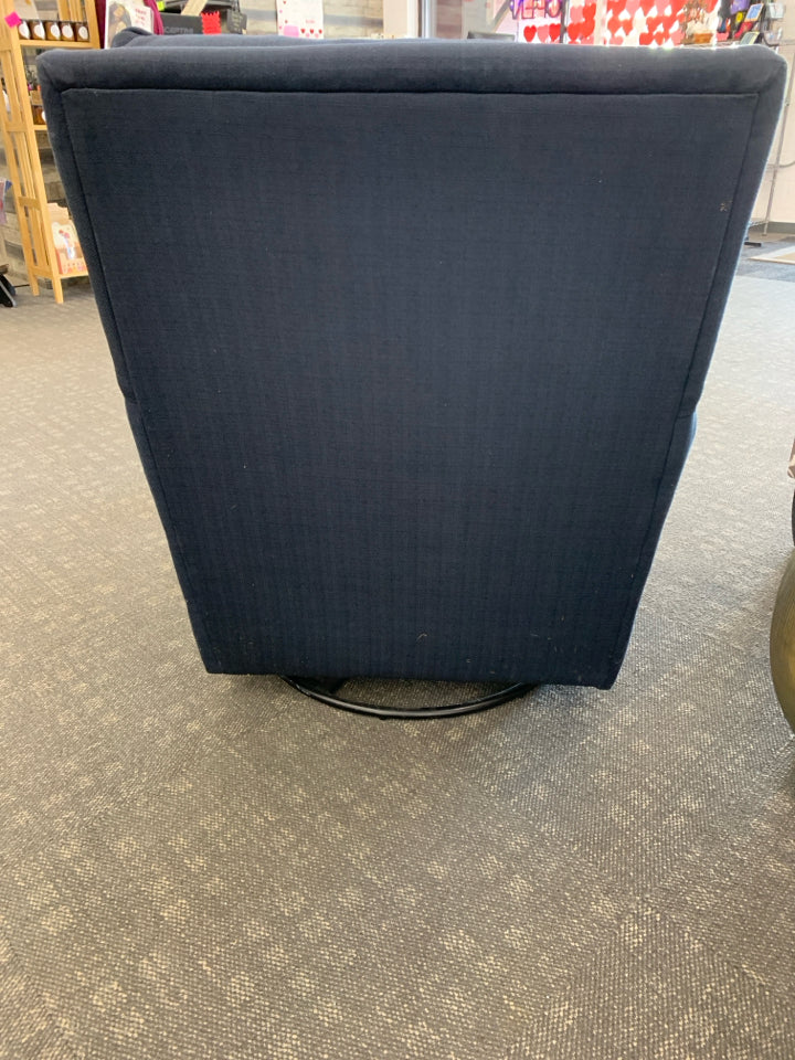 NAVY SWIVEL GLIDER ACCENT CHAIR W/OTTOMAN.