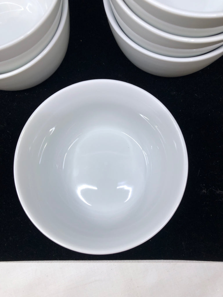 6 WHITE CERAMIC CEREAL BOWLS.