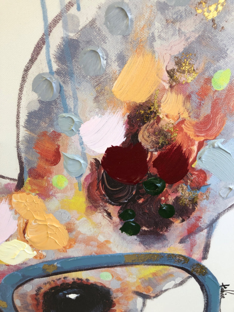 FRENCHIE WEARING GLASSES DOT PAINTING CANVAS.