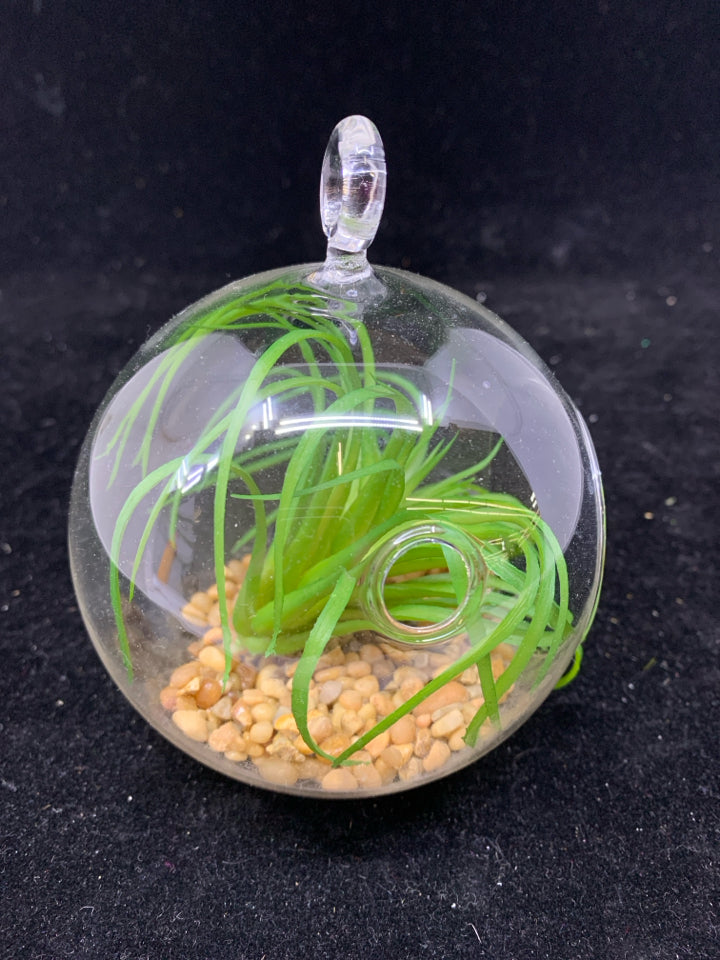GLASS HANGING TERRARIUM- FAUX PLANT.