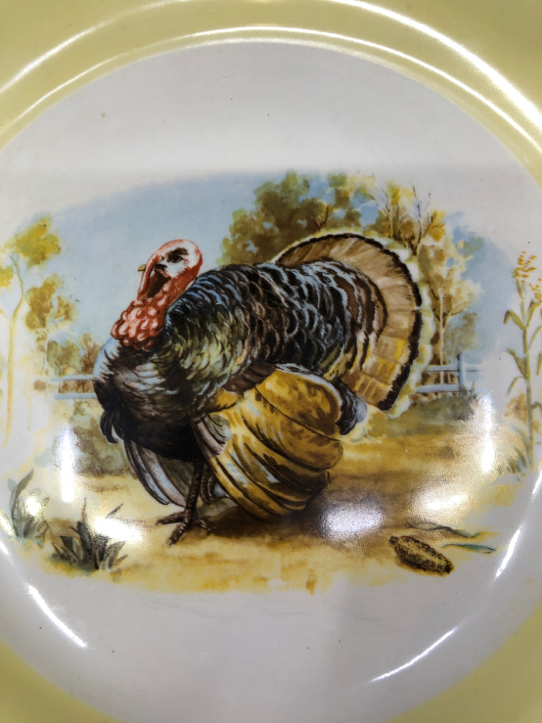 VTG TURKEY PLATTER W YELLOW RIM.