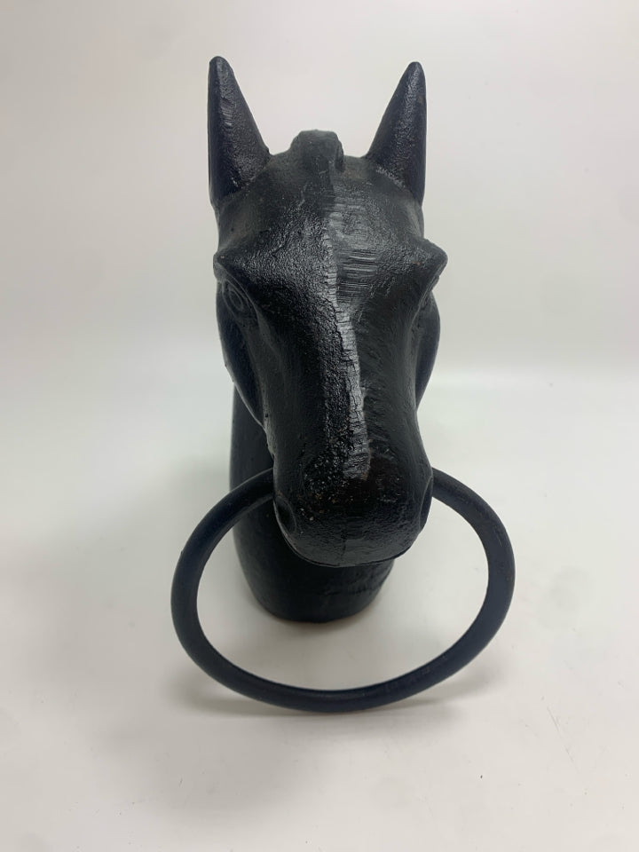 HEAVY METAL HORSE HEAD HITCHING POST TOPPER.