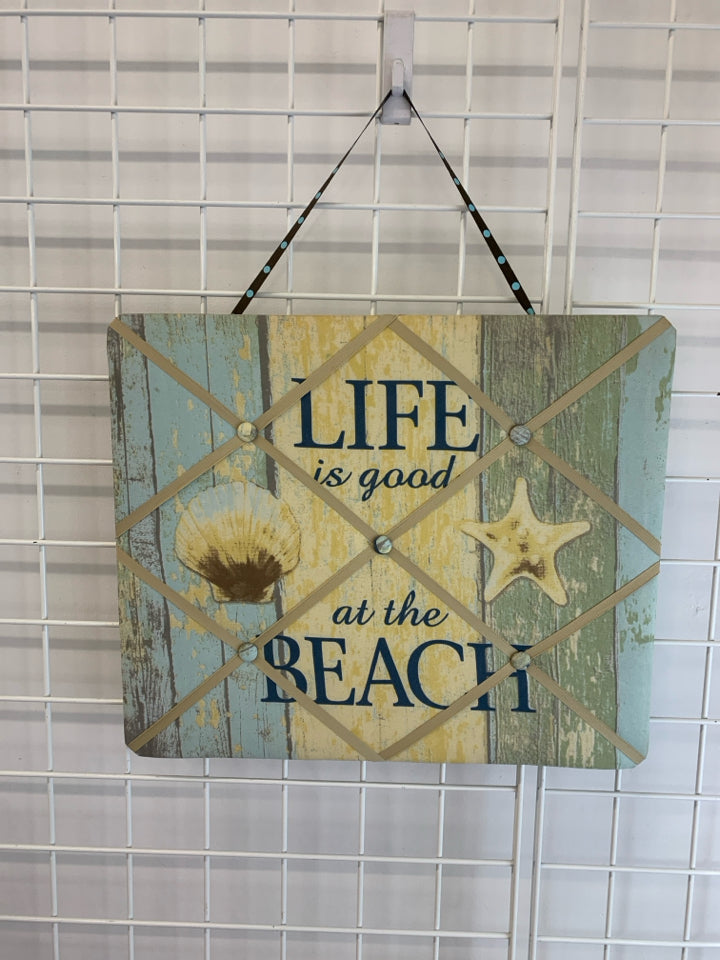 LIFE IS GOOD AT THE BEACH FABRIC MEMO BOARD.
