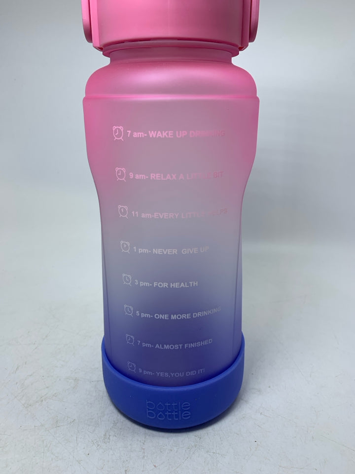 NEW PINK/BLUE LARGE PLASTIC WATER BOTTLE.