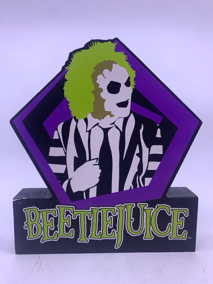 BEETLEJUICE WOOD BLOCK SHELF DECOR.