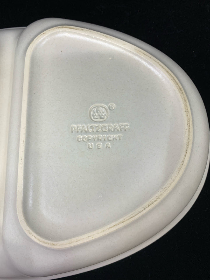 VTG CREAM & BLUE PLATTER W/DIVIDER & FLORAL PATTERN.