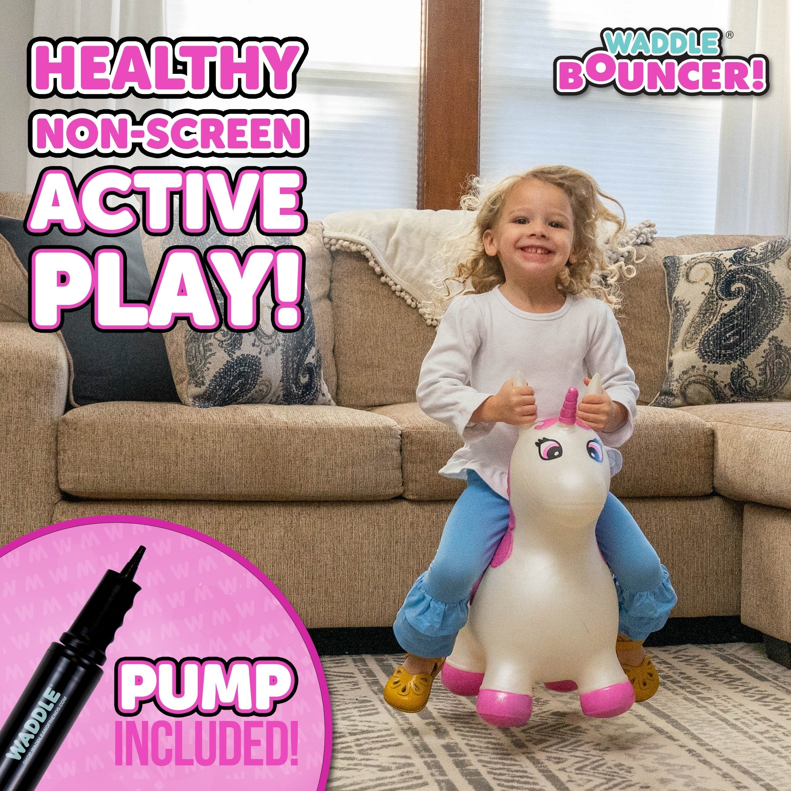 New Unicorn Waddle Activity Bouncer - Small