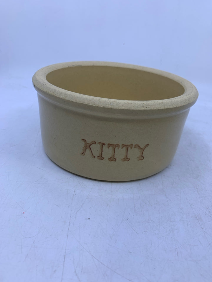 BEIGE POTTERY "KITTY" BOWL.