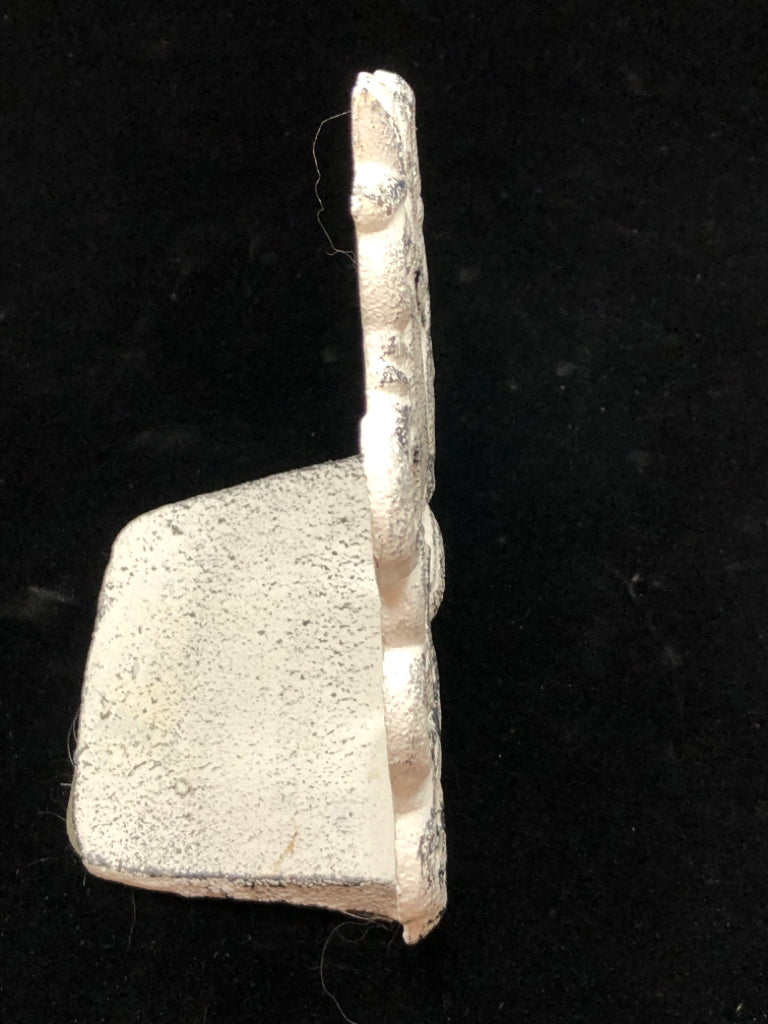 WHITE DISTRESSED METAL FLEUR DE LIS DOOR STOP.