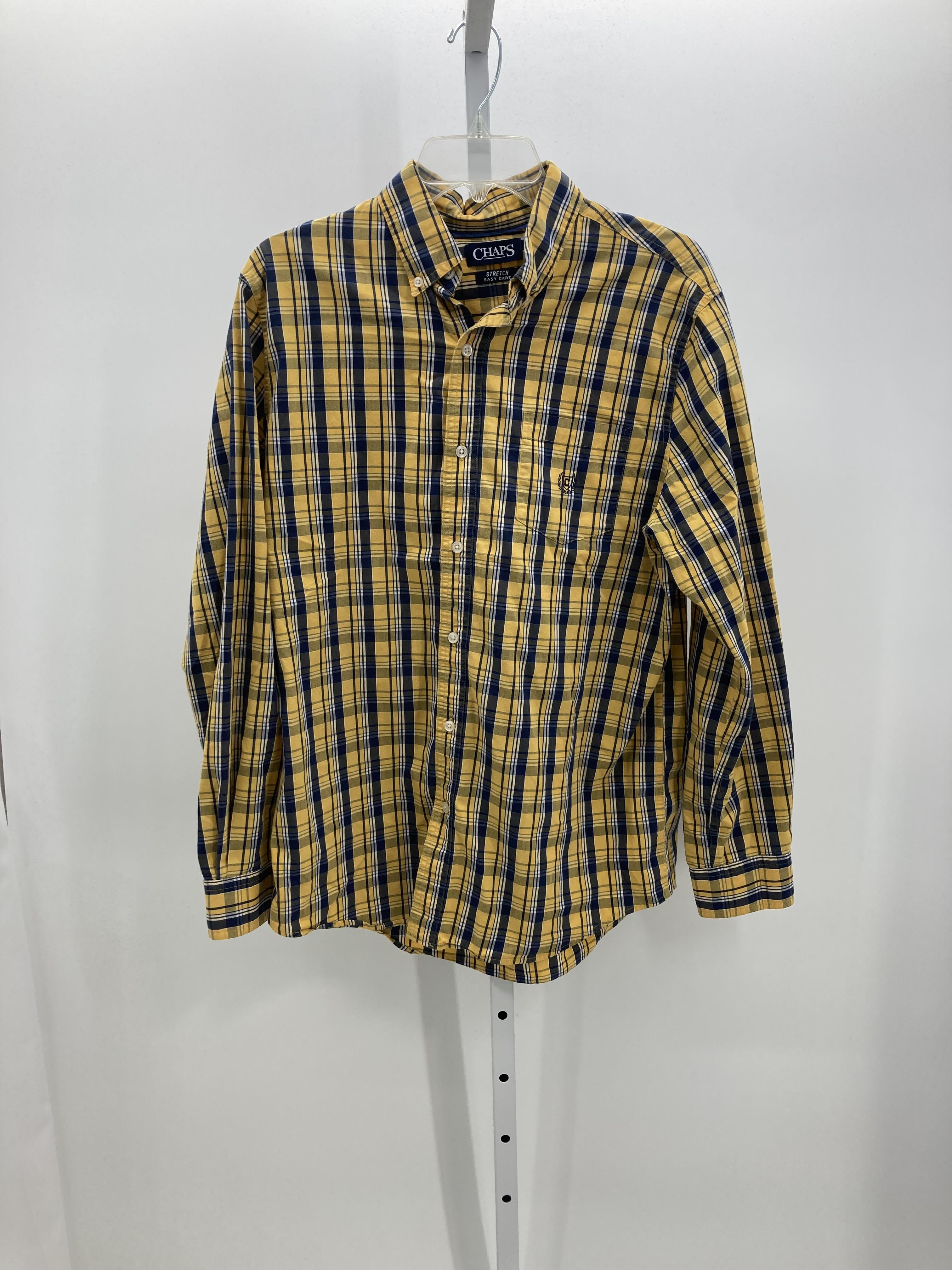 YELLOW/ NAVY PLAID BUTTON DOWN