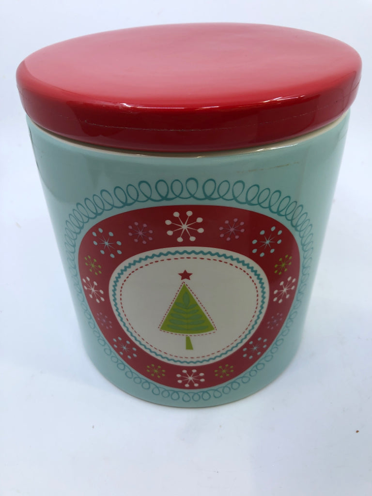 2 CHRISTMAS TREE CANISTERS.