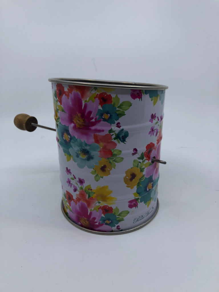 BLUE AND PURPLE FLORAL SIFTER-PIONEER WOMAN.