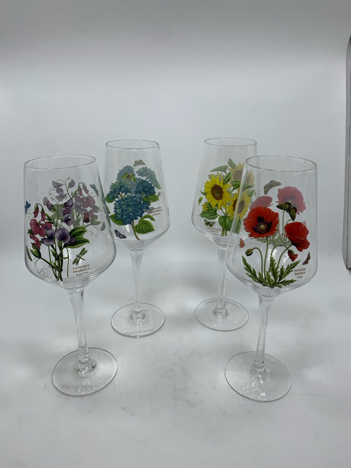 4 PORTMEIRION WINE GLASSES.