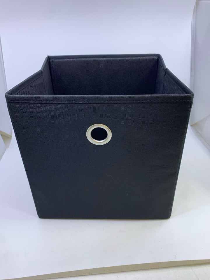 BLACK CANVAS FABRIC STORAGE BIN.