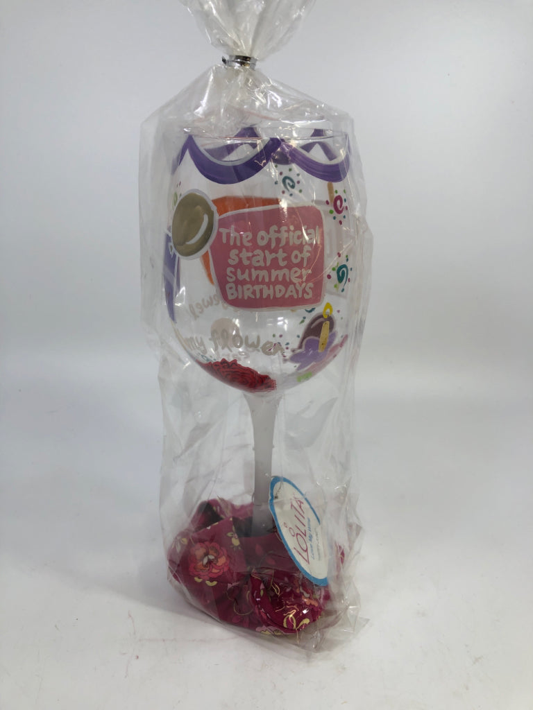 HAPPY JUNE LOLITA WINE GLASS IN BAG.
