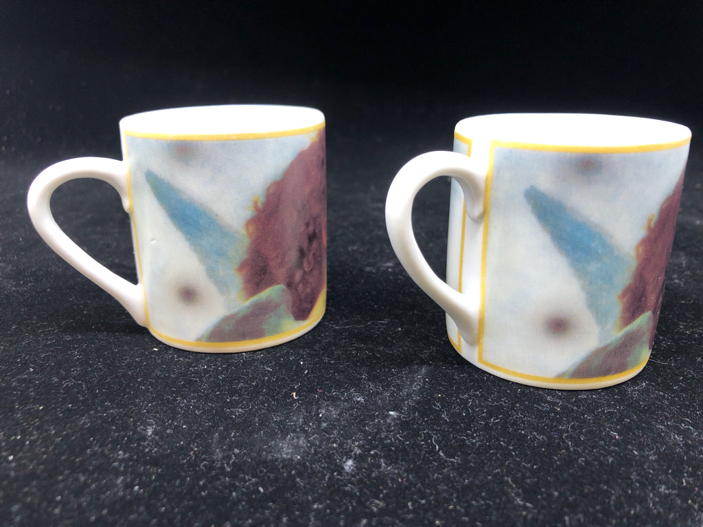 10PC ART DECO STYLE CUP/ SAUCER SET - 5 CUPS, 5 SAUCERS.