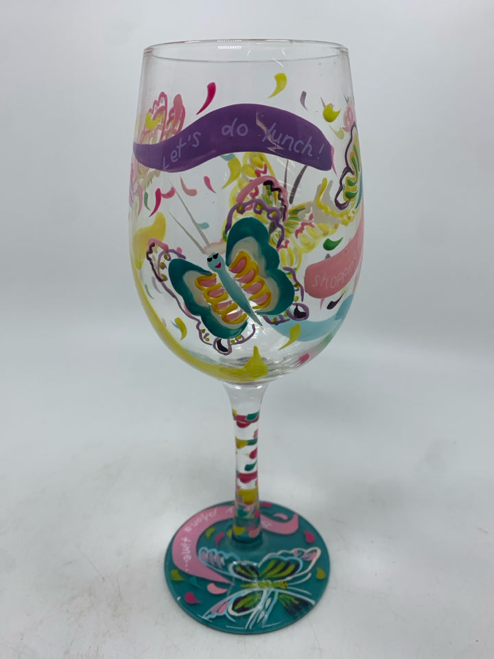 NIB LOLITA "SOCIAL BUTTERFLY" WINE GLASS.