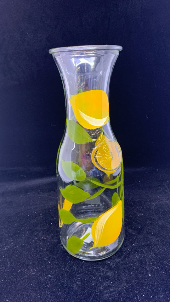 LEMONS PAINTED GLASS CARAFE.