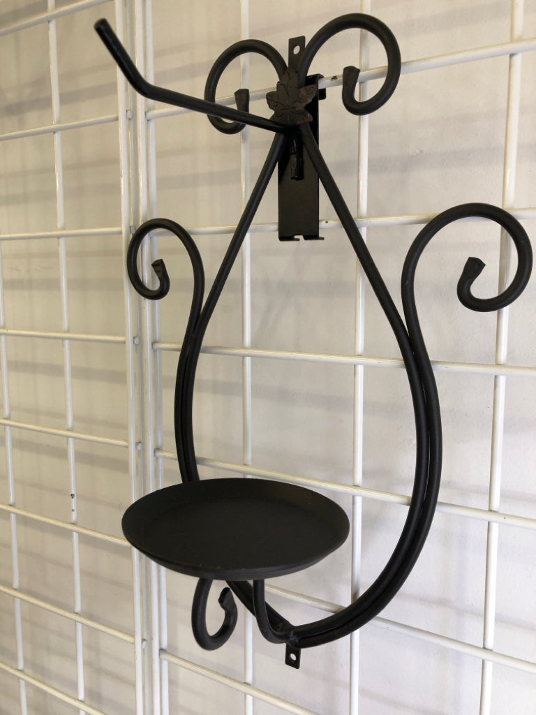 2 WROUGHT IRON CANDLE WALL HANGING SCONCES.