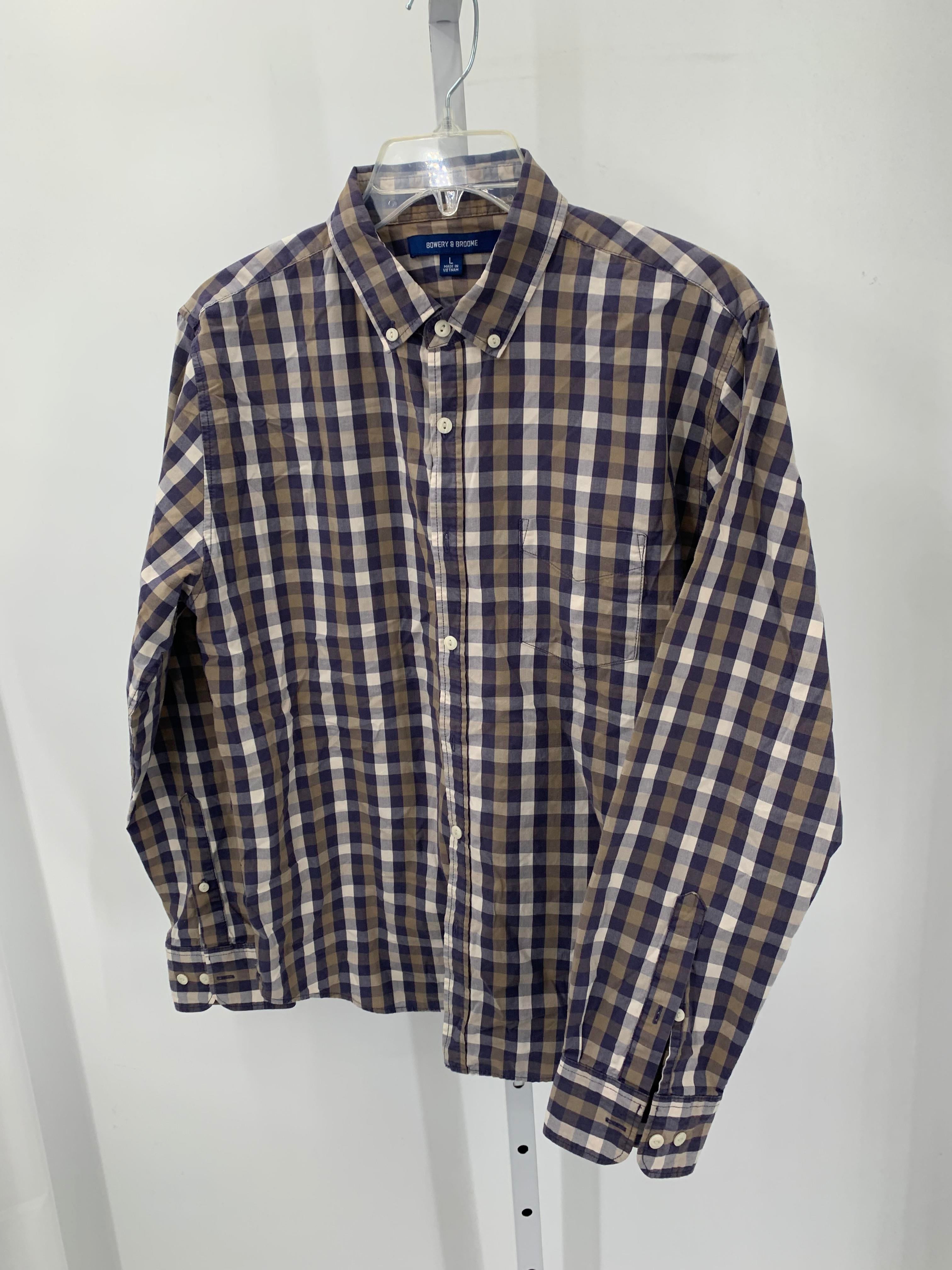 BLUE PLAID BTN DOWN.