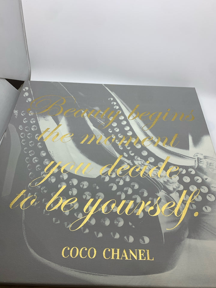 BEAUTY BEGIN GOLD SCRIPT CANVAS.