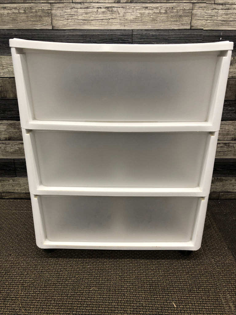 3-DRAWER STERILITE ROLLING ORGANIZER.