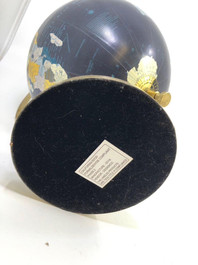 GOLD BASE GLOBE DESK DECOR.