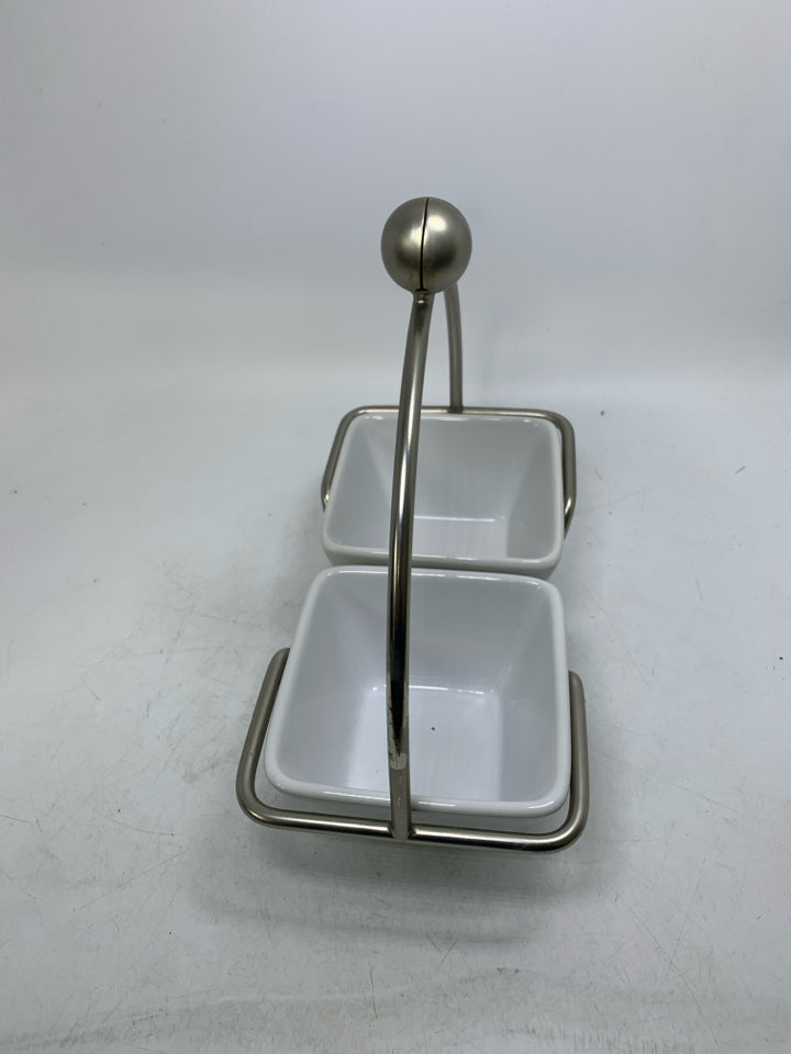 3 PC 2 SQUARE BOWLS IN CARRYING STAND.