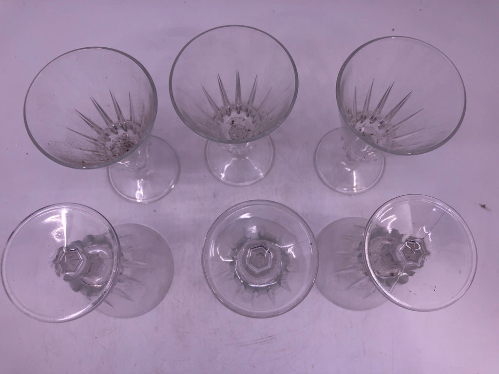 6 SMALL CUT FOOTED GLASSES.