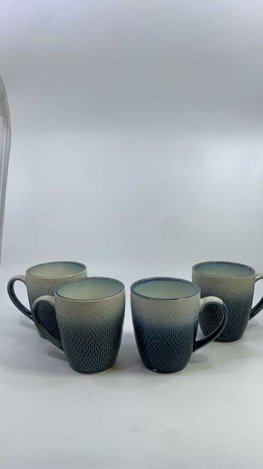 4 ECLIPSE BLUE PFALTZGRAFF COFFEE MUGS.