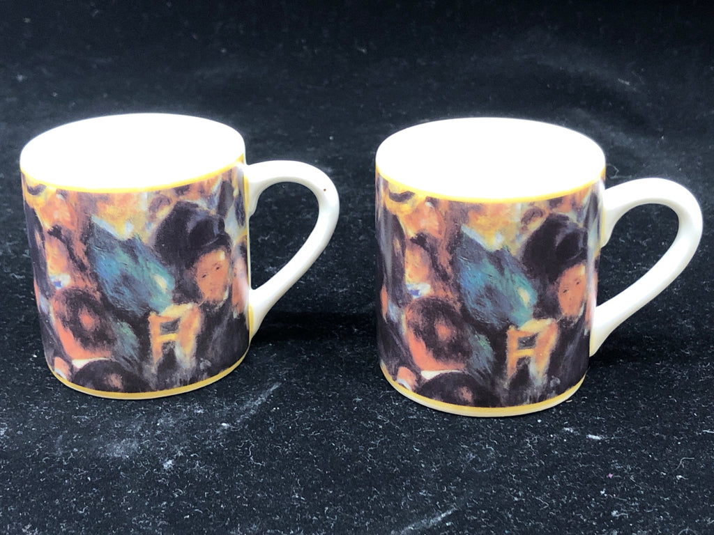 10PC ART DECO STYLE CUP/ SAUCER SET - 5 CUPS, 5 SAUCERS.