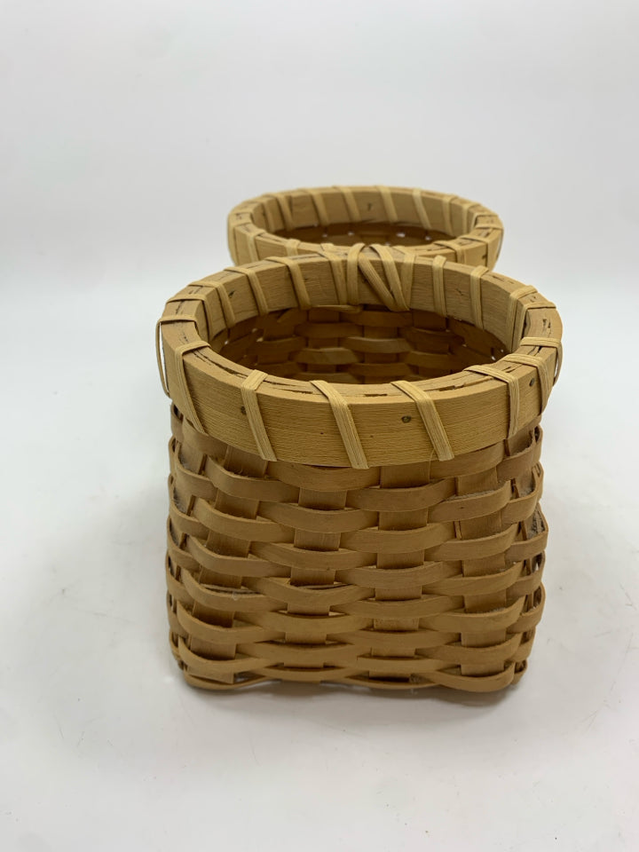 2 SECTION WICKER WOVEN BASKET.