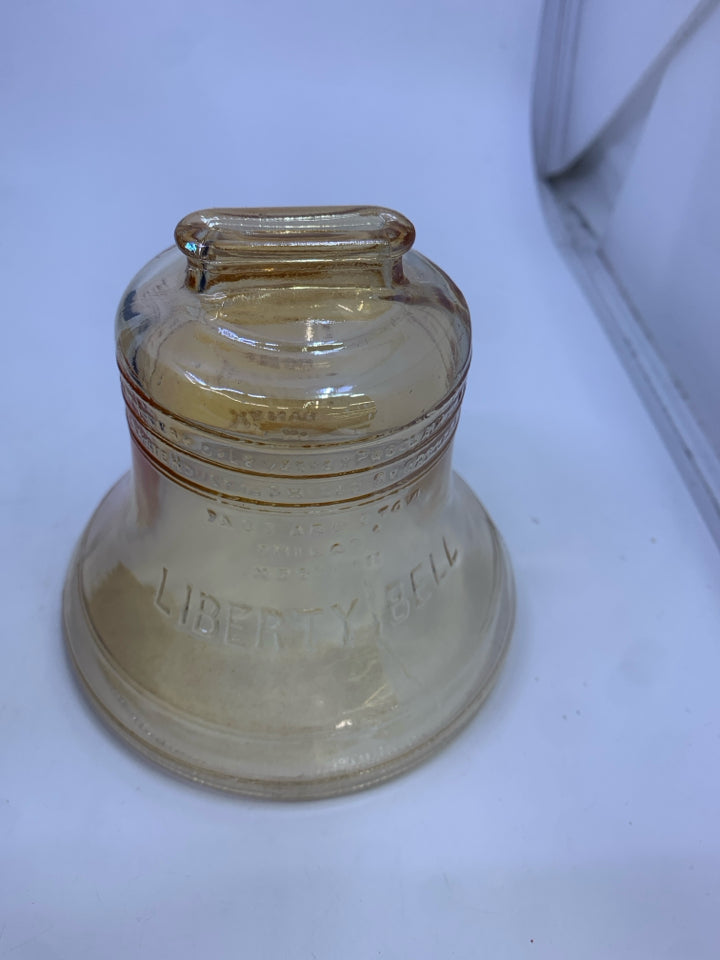 VTG LIBERTY BELL COIN BANK ORANGE GLASS.