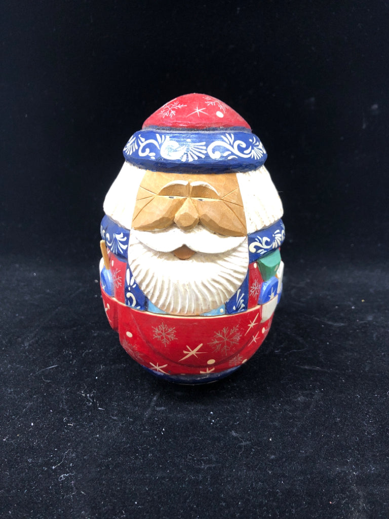 3PC HAND-CARVED SANTA NESTING DOLLS.