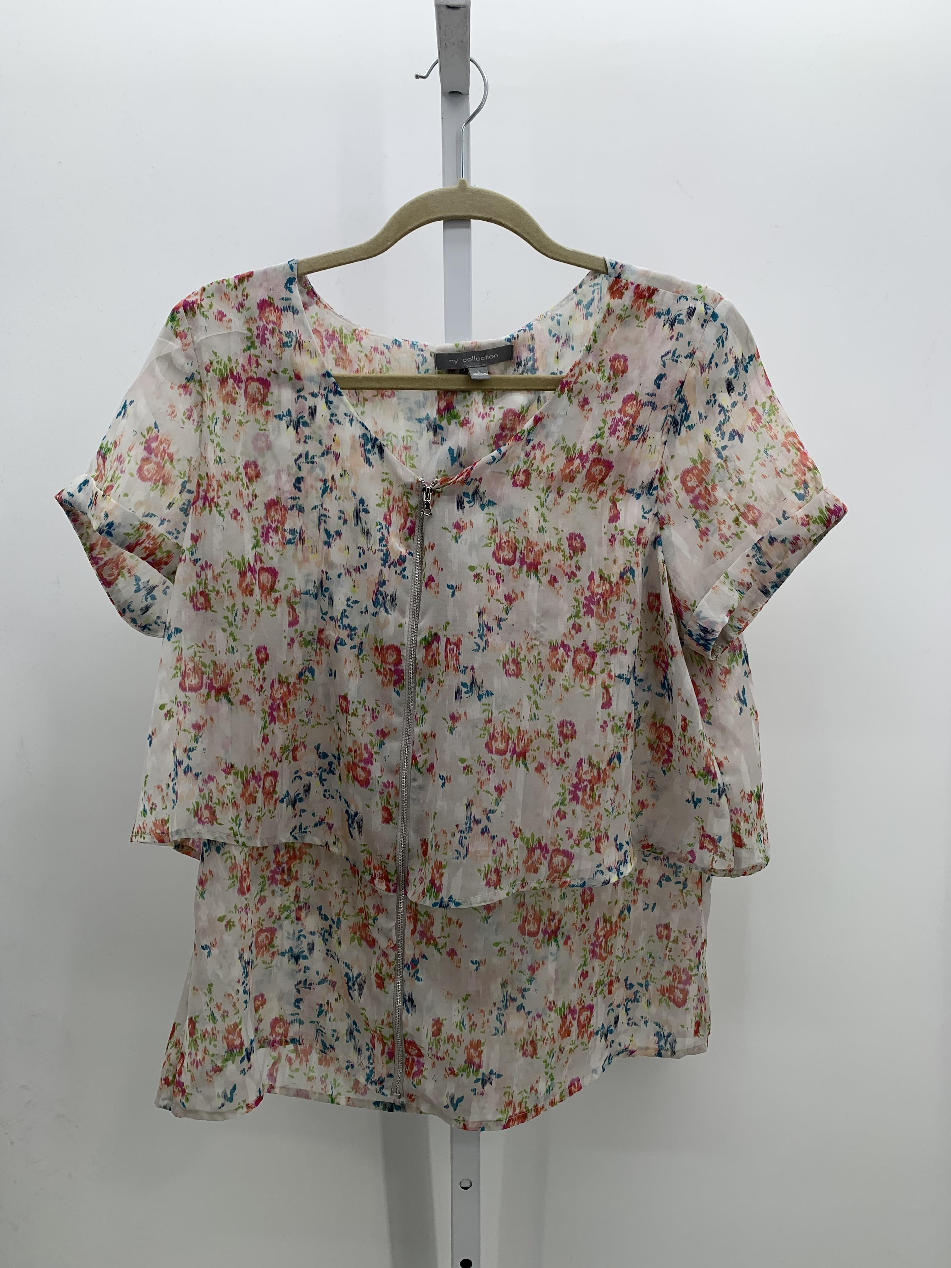 NY Collection Size Large Misses Short Sleeve Shirt