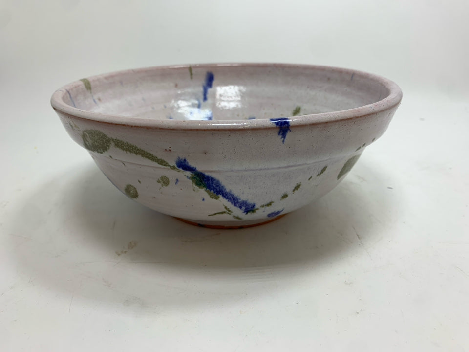 BLUE SPLATTER POTTERY BOWL.