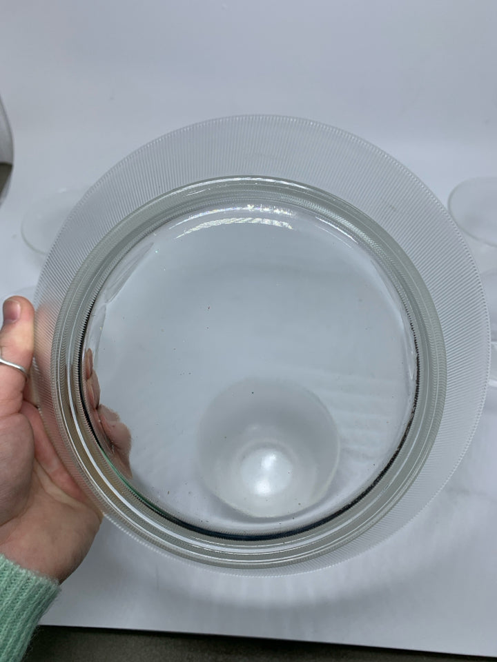 6 PC GLASS RIBBED BOWL W/ SMALL BOWLS.
