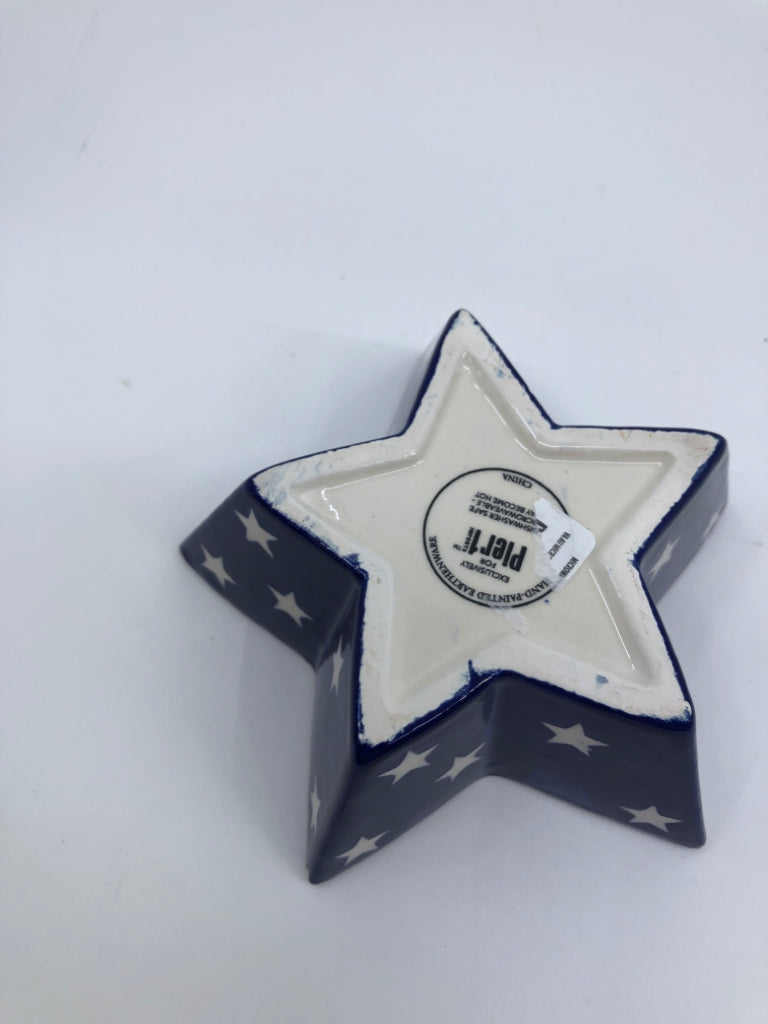 RED WHITE AND BLUE STAR SHAPED BOWL.