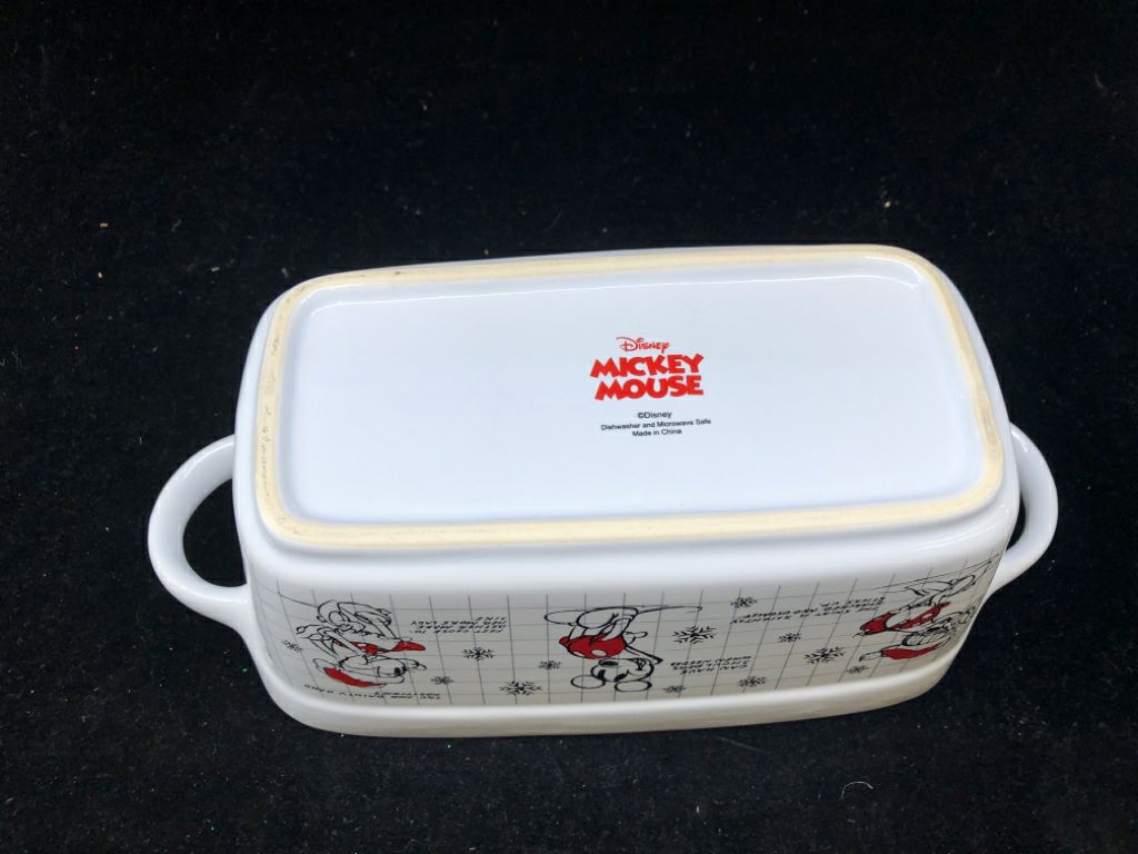 MICKEY AND MINNIE SANTA SKETCH ART LOAF PAN W HANDLES.