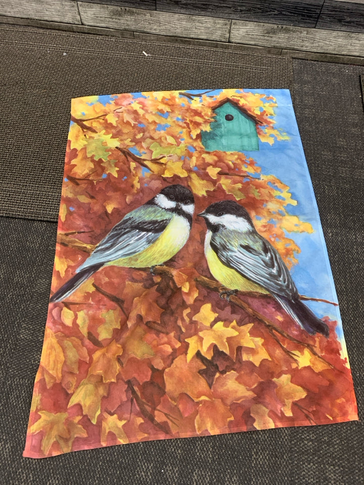 BIRDS IN FALL TREE FLAG.