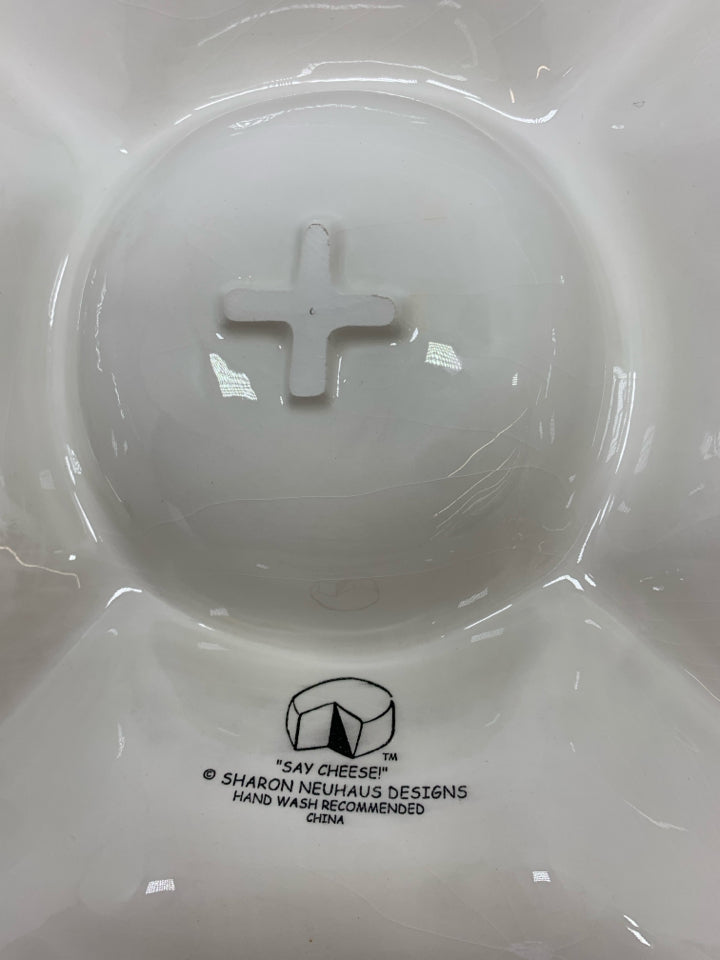 CERAMIC CHEESE SERVING BOWL-"SAY CHEESE" 14"D