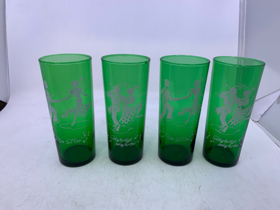 4 DARK GREEN LINE DANCING THEME.