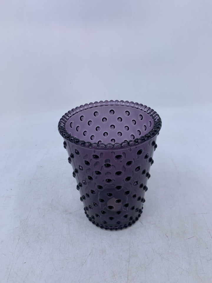 PURPLE HOBNAIL GLASS VASE.