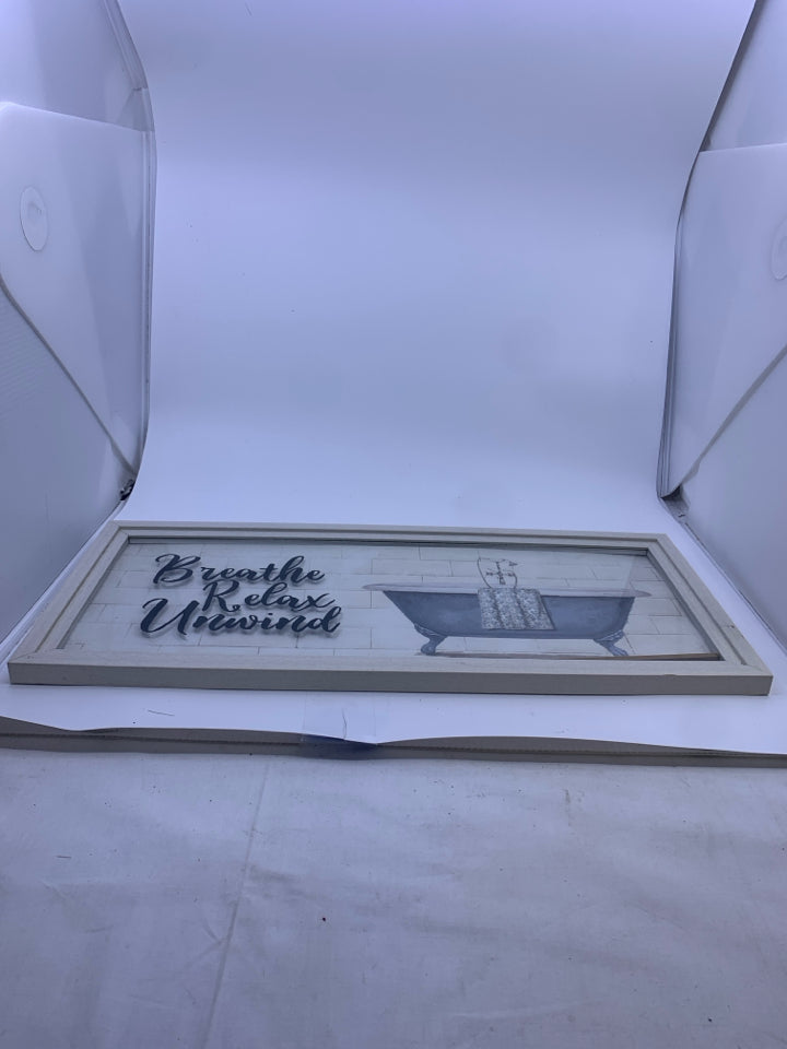 BREATHE, RELAX BATHTUB SHADOWBOX WALL ART.