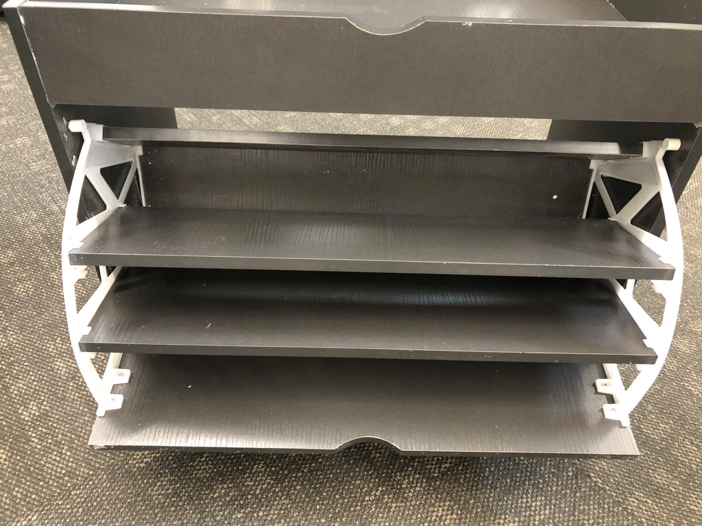 SHOE STORAGE W/PADDED FLIP TOP.