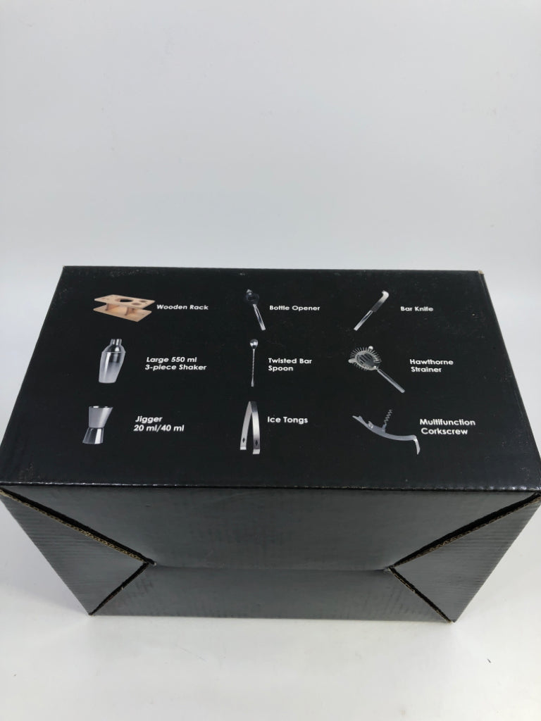 NIB STAINLESS STEEL 9PC COCKTAIL SET TAYLOR&SONS.