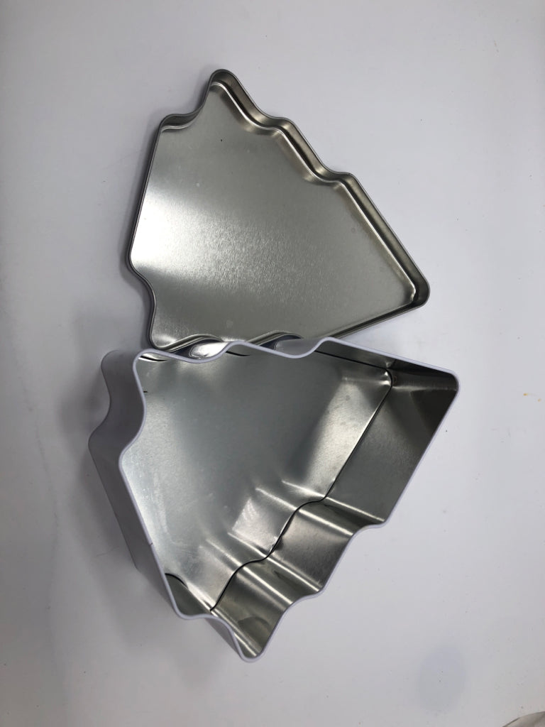 WHITE TIN BOX CHRISTMAS TREE.